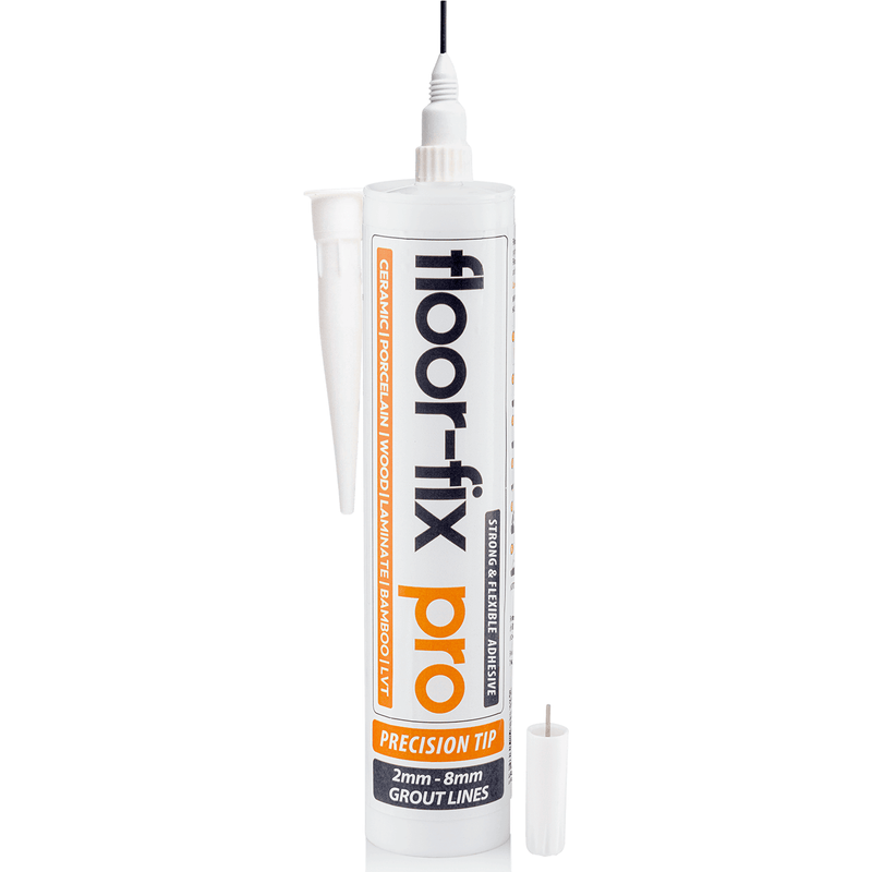 Chargez l&#39;image dans la visionneuse de la galerie, Floor Fix Pro Floor-Fix Pro 300ml -Fix Loose Tiles &amp; Hollow Wood Floors Floor-Fix Pro is a super strength, low viscosity bonding adhesive for repairing loose or hollow tiles and creaky wood floors. To fix loose tiles simply drill a hole in the grout lines
